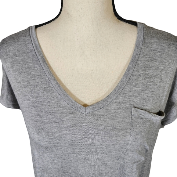 Project Social T Cropped V-Neck T Shirt, Heather Grey, XS - Picture 4 of 8